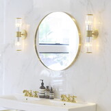 Ronde gouden spiegel - 50 cm diameter - poedergecoat metaal - inclusief ophangset