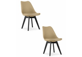 Eetkamerstoel beige - 2 stuks - 82x49 cm - beukenhouten poten