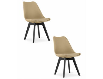 Eetkamerstoel beige - 2 stuks - 82x49 cm - beukenhouten poten