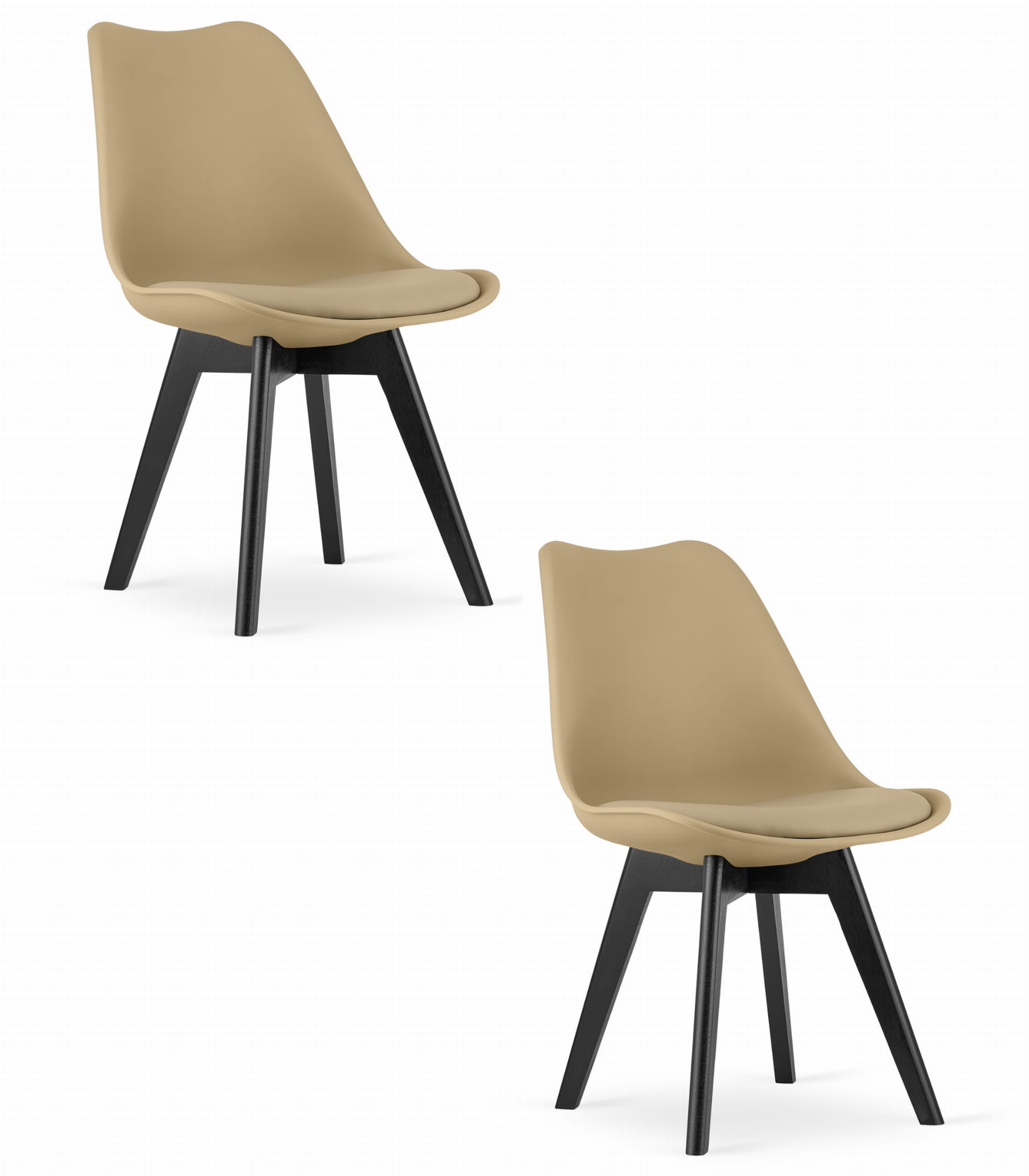 Eetkamerstoel beige - 2 stuks - 82x49 cm - beukenhouten poten