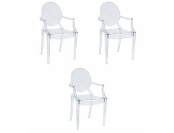 Transparante stoel - set van 3 - stapelbaar - polycarbonaat