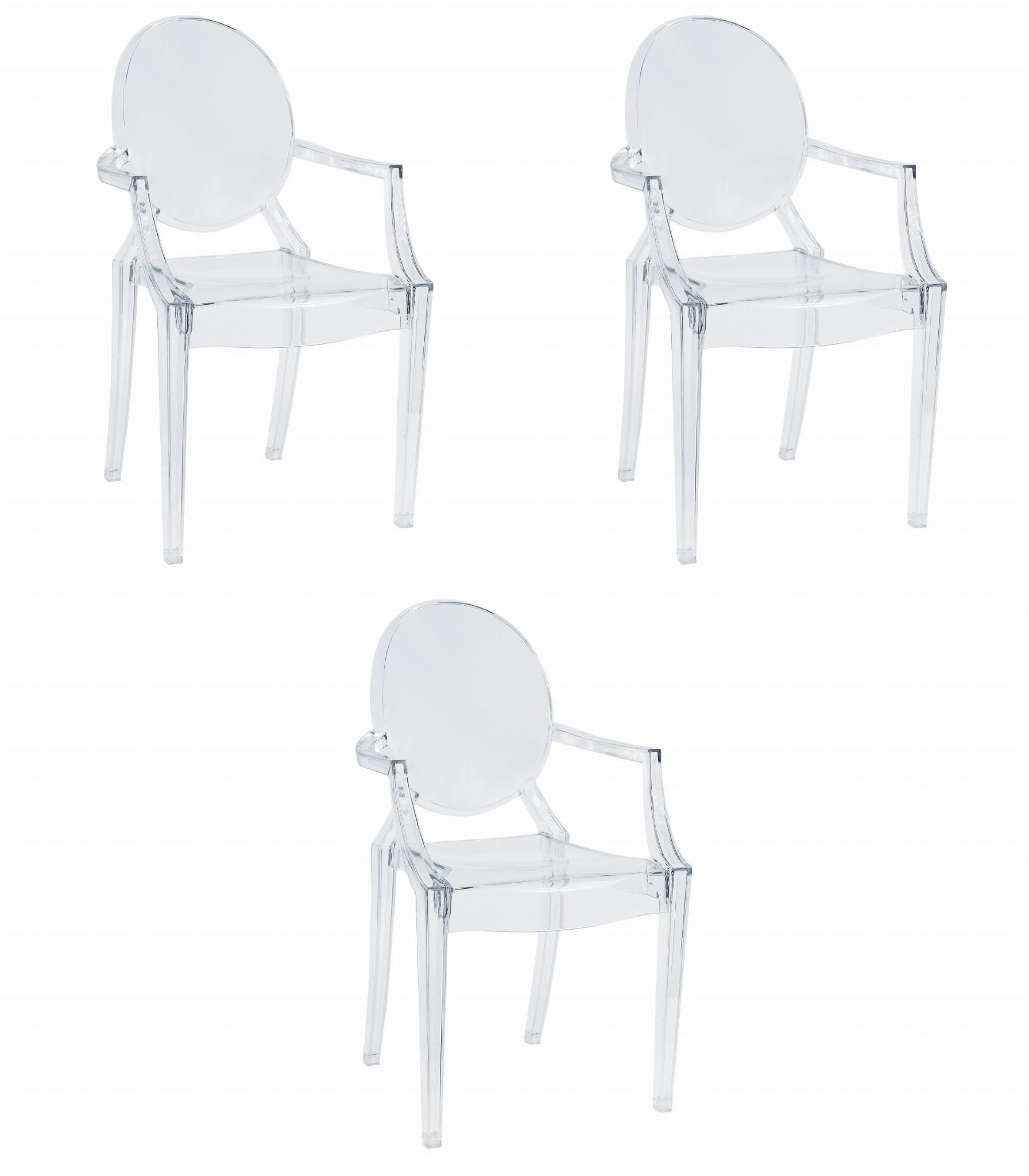 Transparante stoel - set van 3 - stapelbaar - polycarbonaat