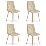 Fluwelen stoel - 4 stuks - lichtbeige - zelfmontage