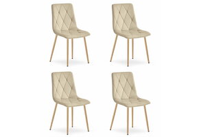 Fluwelen stoel - 4 stuks - lichtbeige - zelfmontage