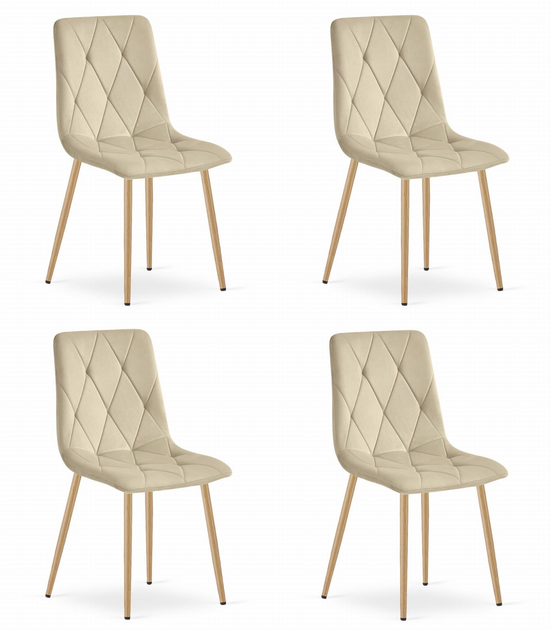 Fluwelen stoel - 4 stuks - lichtbeige - zelfmontage