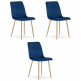 Velvet eetkamerstoel - 3 stuks - marineblauw - 86x45x55 cm