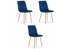 Velvet eetkamerstoel - 3 stuks - marineblauw - 86x45x55 cm