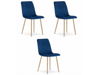 Velvet eetkamerstoel - 3 stuks - marineblauw - 86x45x55 cm