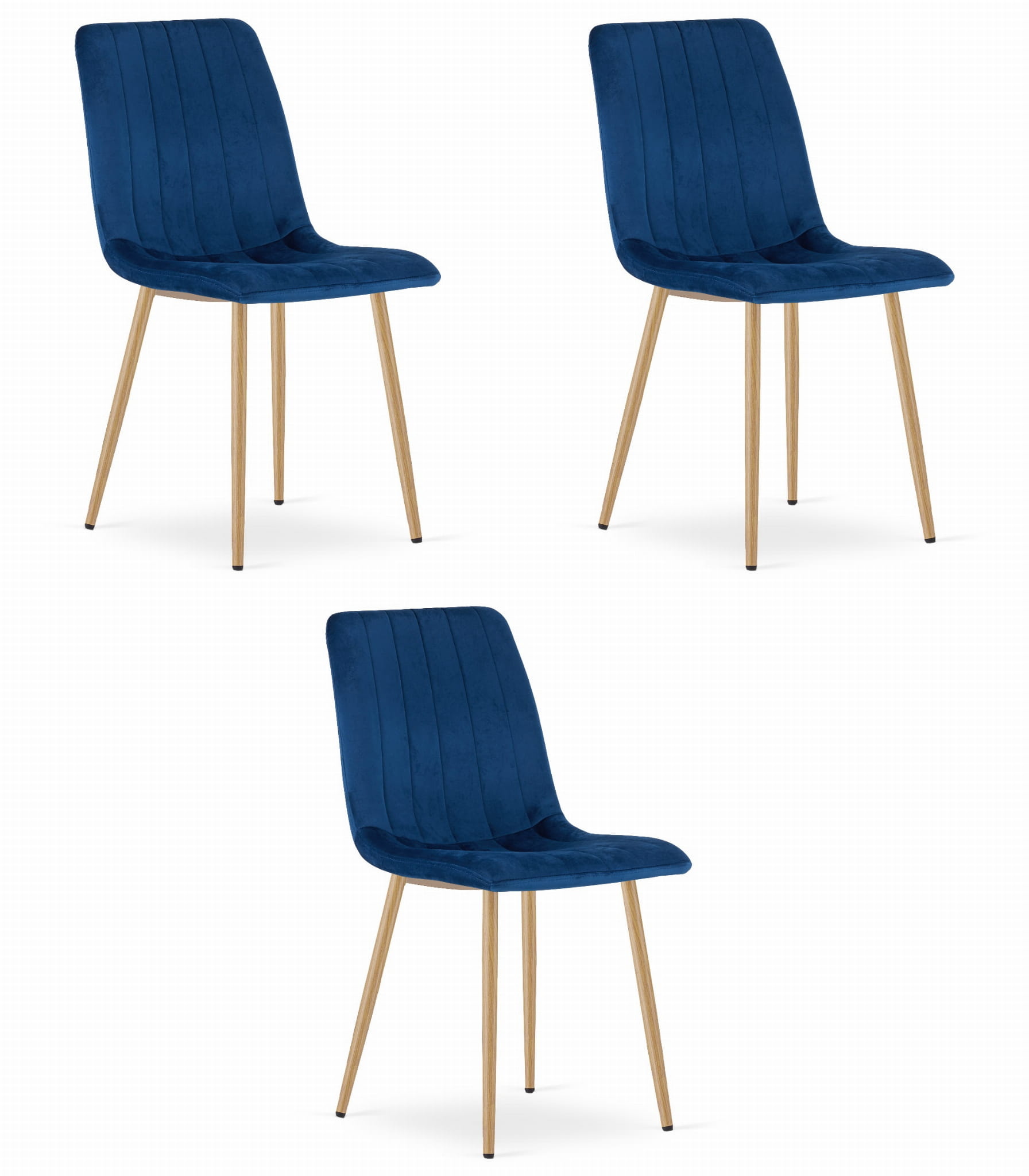 Velvet eetkamerstoel - 3 stuks - marineblauw - 86x45x55 cm