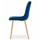 Velvet eetkamerstoel - 3 stuks - marineblauw - 86x45x55 cm