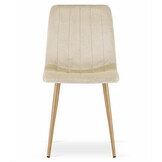 Velvet stoel - 2 stuks - lichtbeige - houtkleurige poten