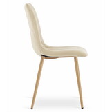 Velvet stoel - 2 stuks - lichtbeige - houtkleurige poten
