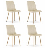Fluwelen stoel - 4 stuks - beige - 86x45x55 cm