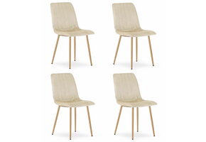 Fluwelen stoel - 4 stuks - beige - 86x45x55 cm