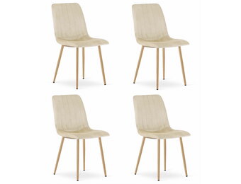 Fluwelen stoel - 4 stuks - beige - 86x45x55 cm