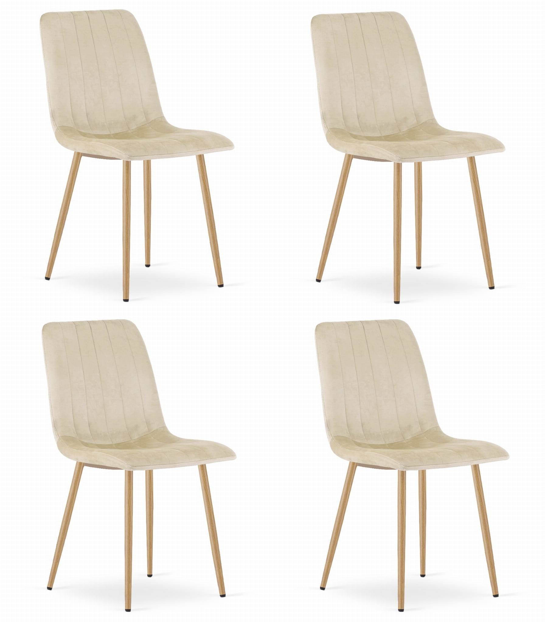 Fluwelen stoel - 4 stuks - beige - 86x45x55 cm