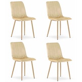 Velvet eetkamerstoel - 4 stuks - beige - 86x45x55 cm