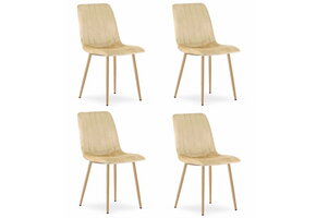 Velvet eetkamerstoel - 4 stuks - beige - 86x45x55 cm