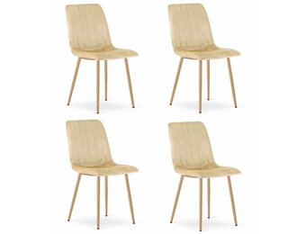 Velvet eetkamerstoel - 4 stuks - beige - 86x45x55 cm