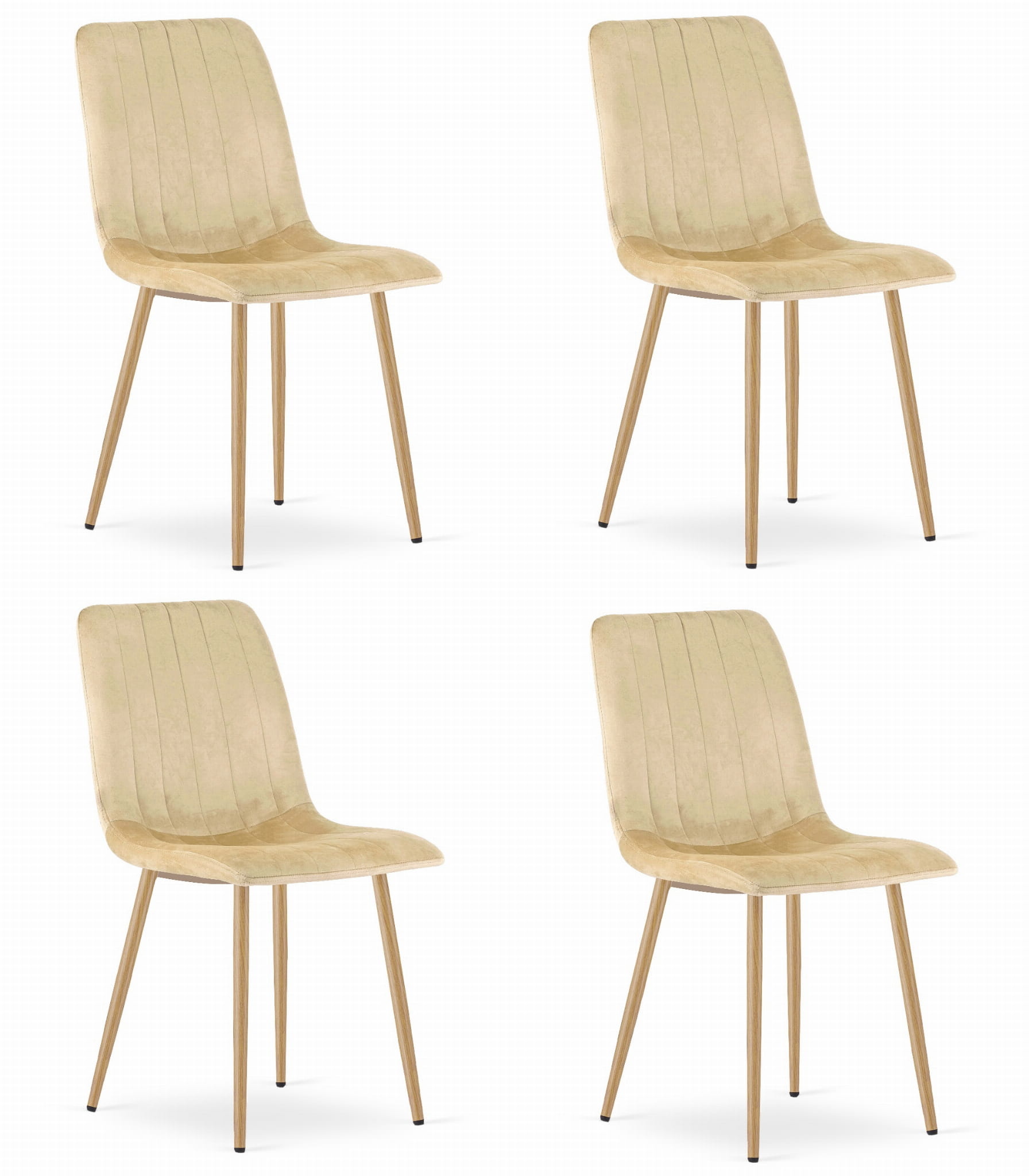 Velvet eetkamerstoel - 4 stuks - beige - 86x45x55 cm