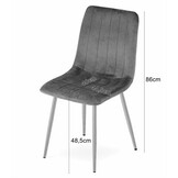 Velvet eetkamerstoel - 4 stuks - beige - 86x45x55 cm
