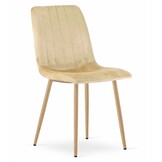 Velvet stoel - 3 stuks - beige - 86x45x55 cm