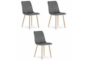 Fluwelen stoel - 3 stuks - donkergrijs - 86x45x55 cm