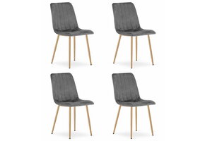 Fluwelen stoel - 4 stuks - donkergrijs - 86x45x55 cm