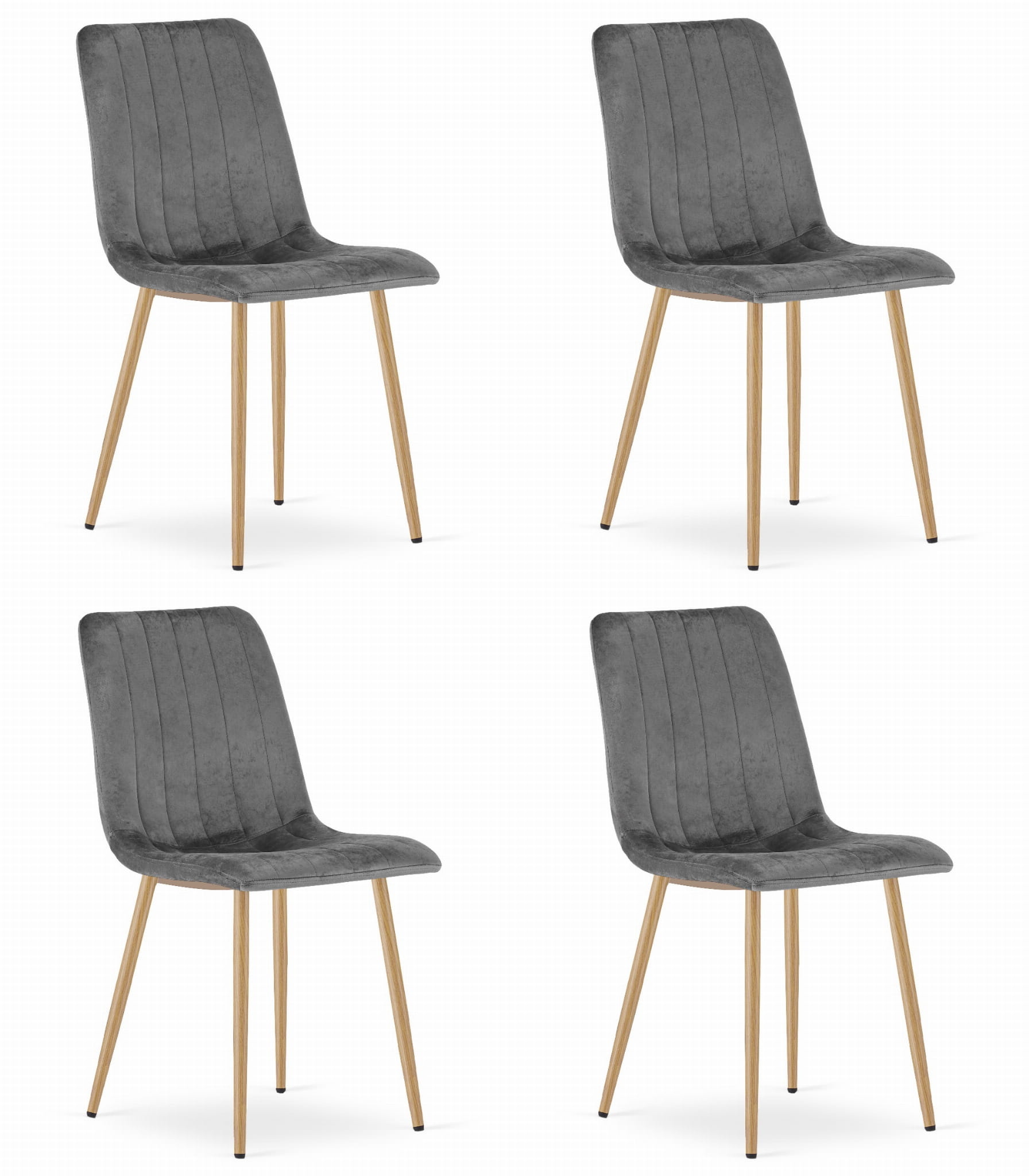 Fluwelen stoel - 4 stuks - donkergrijs - 86x45x55 cm