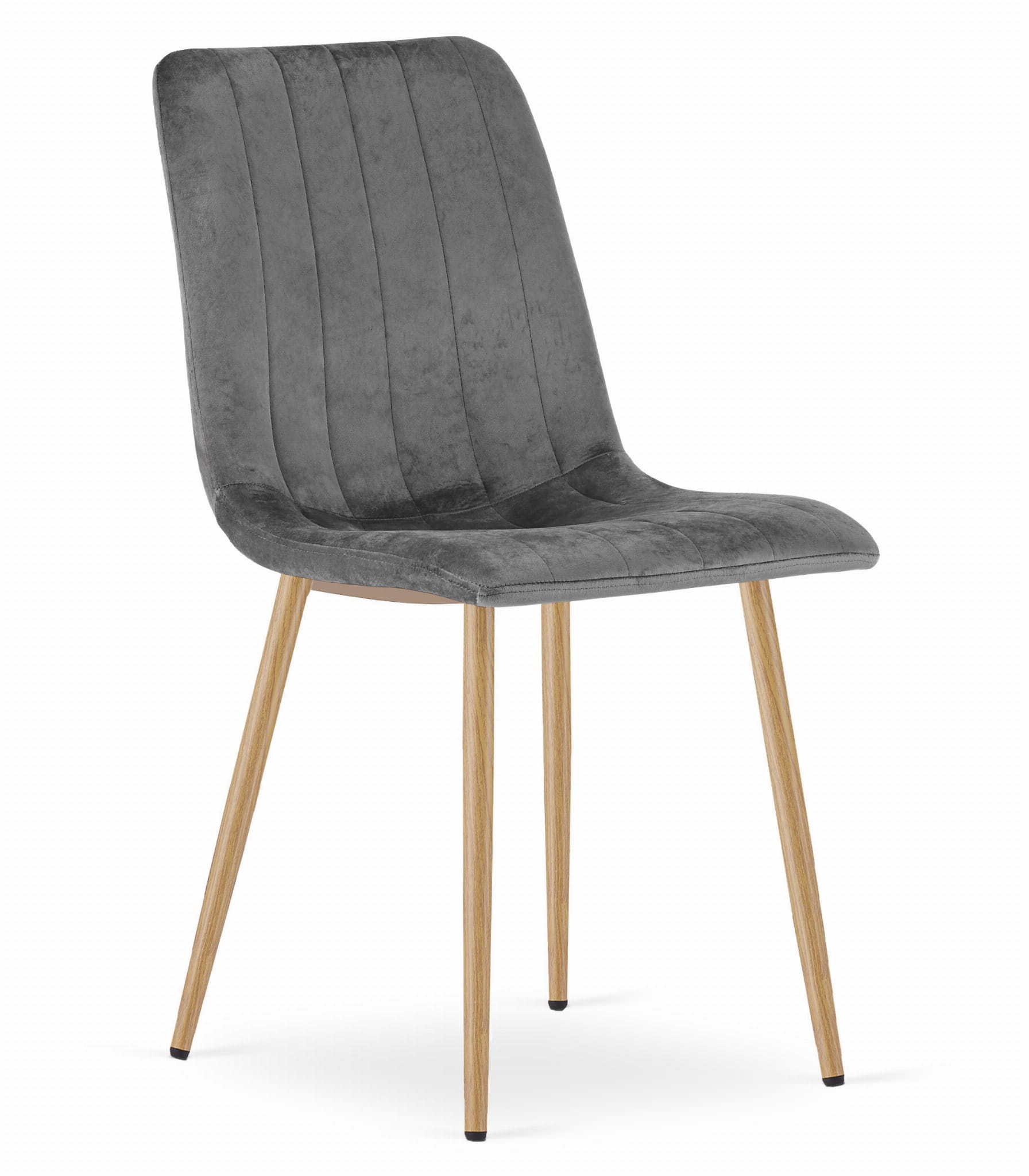 Fluwelen stoel - 4 stuks - donkergrijs - 86x45x55 cm