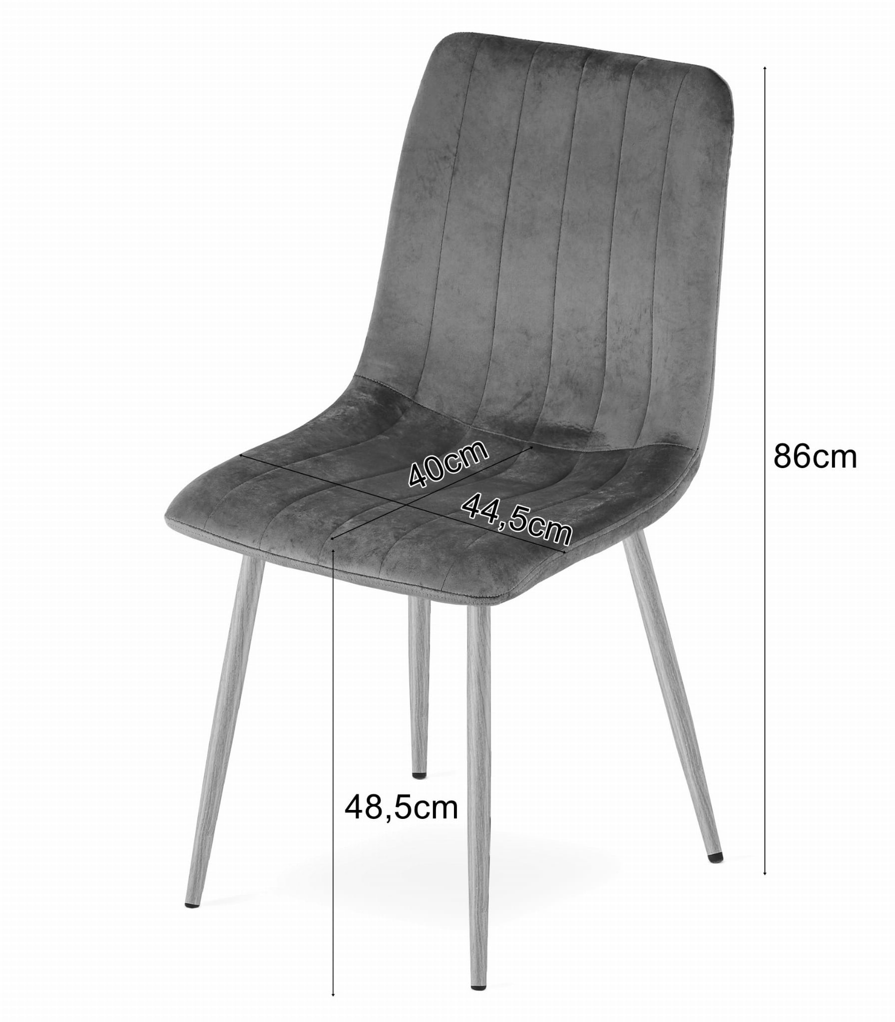 Fluwelen stoel - 4 stuks - donkergrijs - 86x45x55 cm