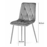 Velvet stoel - 2 stuks - donkergrijs - 86.5x45x54 cm