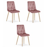 Fluwelen stoel - set van 3 - donkergrijs - 86.5x45x54 cm