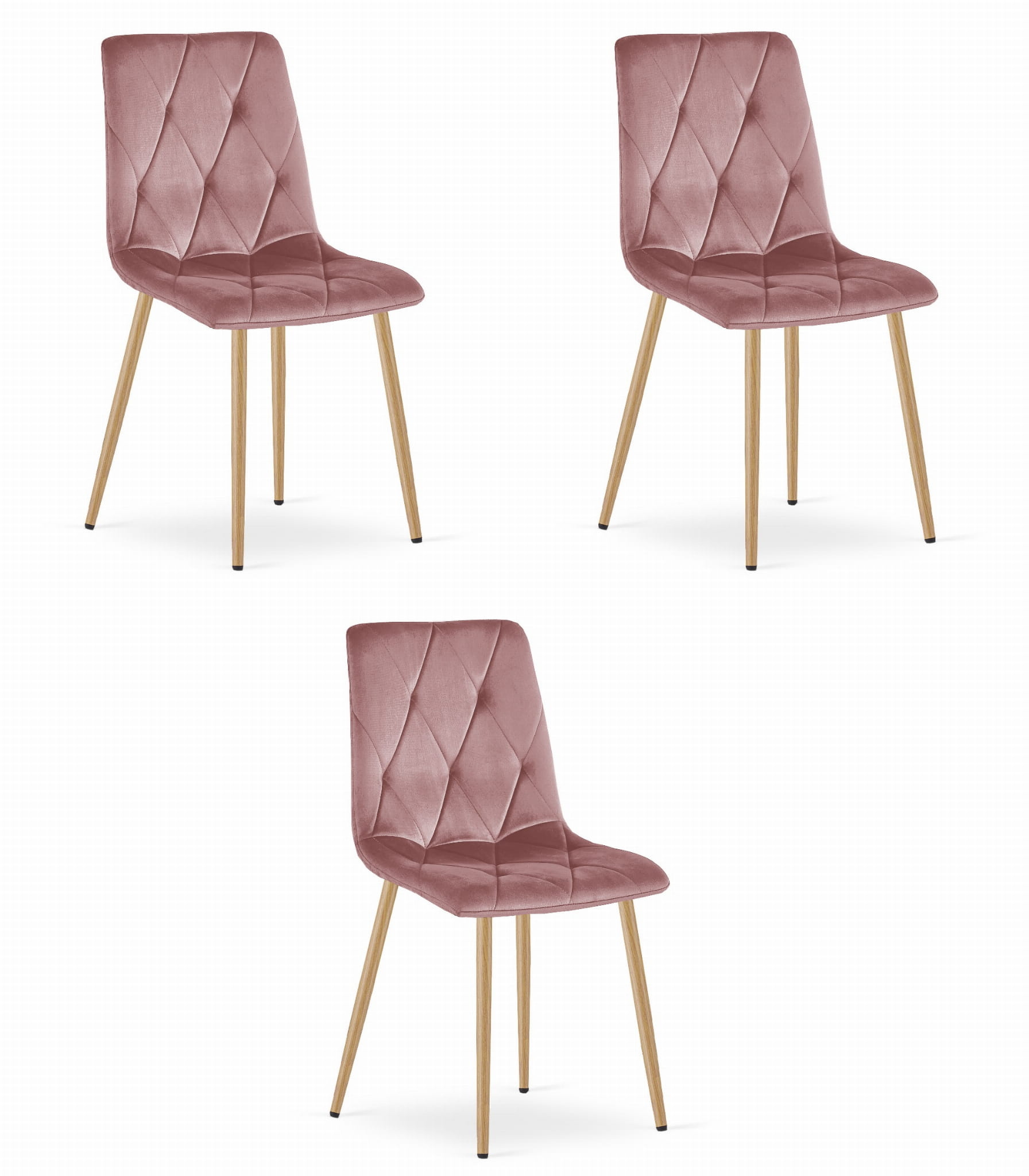 Fluwelen stoel - set van 3 - donkergrijs - 86.5x45x54 cm