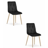 Zwarte eetkamerstoelen - 2 stuks - fluweel - houtimitatie poten