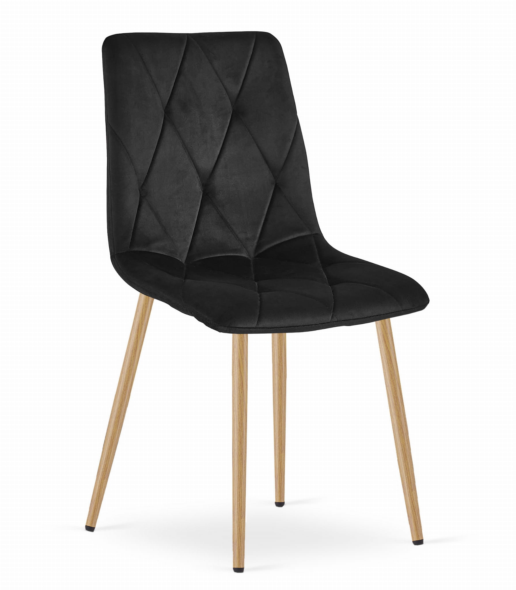 Zwarte eetkamerstoelen - 2 stuks - fluweel - houtimitatie poten