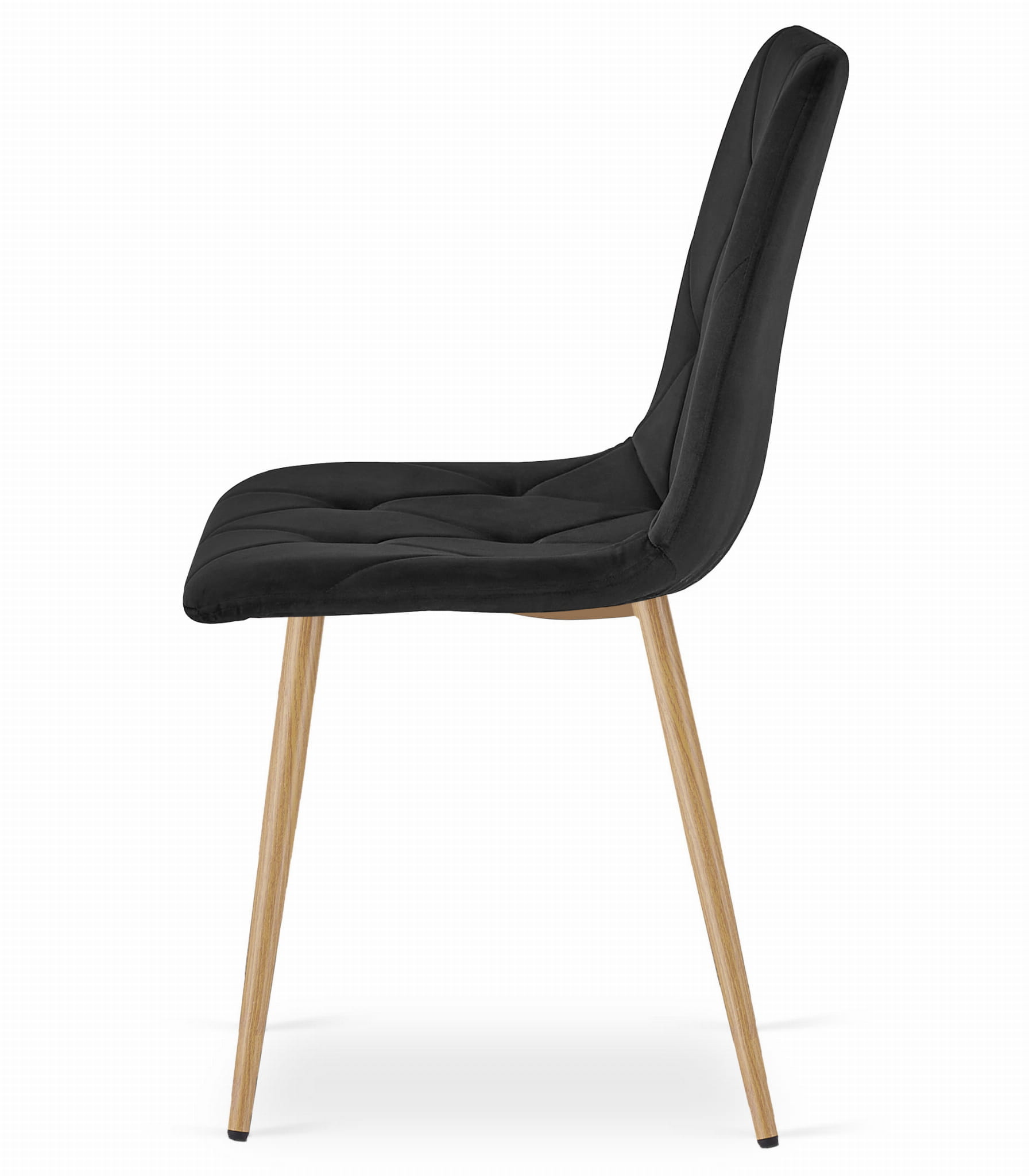 Zwarte eetkamerstoelen - 2 stuks - fluweel - houtimitatie poten