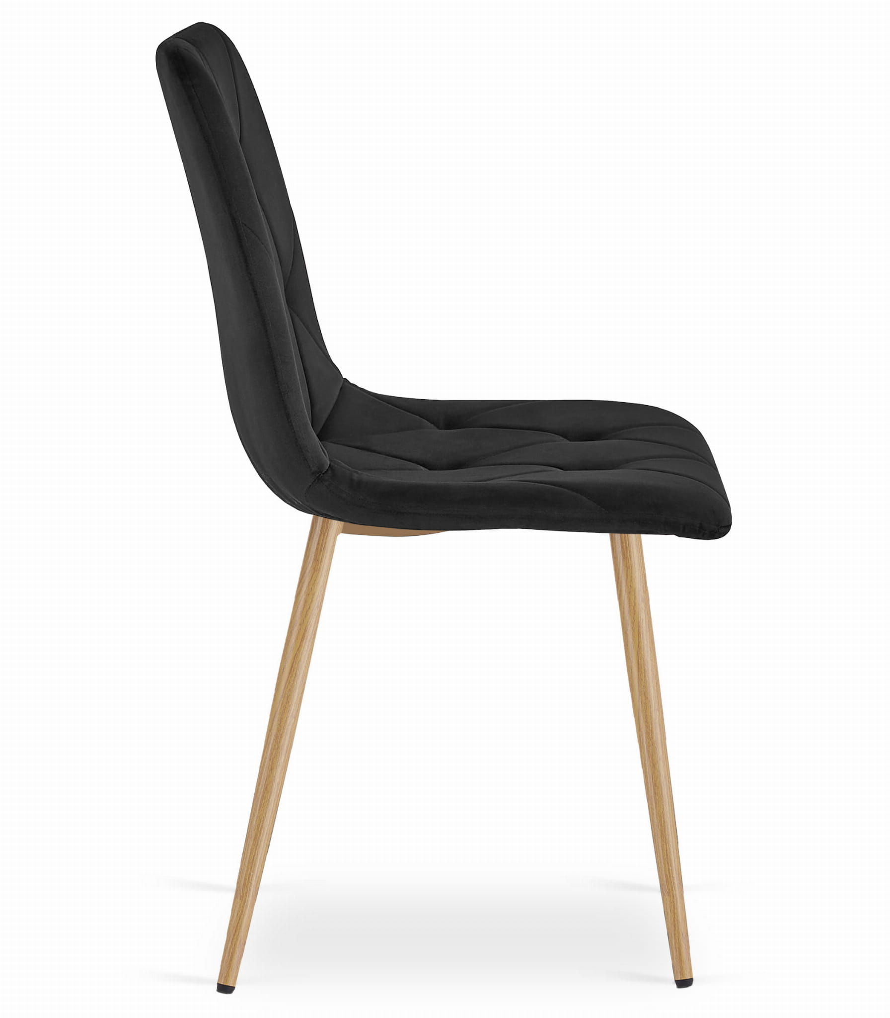 Zwarte eetkamerstoelen - 2 stuks - fluweel - houtimitatie poten