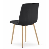 Zwarte eetkamerstoelen - 2 stuks - fluweel - houtimitatie poten