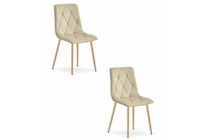 Fluwelen stoel - set van 2 - beige - houtkleurige poten