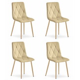 Fluwelen stoel - 4 stuks - beige - 86.5x45x54 cm