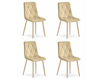 Fluwelen stoel - 4 stuks - beige - 86.5x45x54 cm