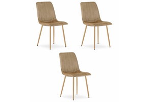 Fluwelen stoel - 3 stuks - bruin - 86x45x55 cm