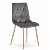 Fluwelen stoel - 2 stuks - donkergrijs - houtlook poten