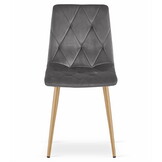 Fluwelen stoel - 2 stuks - donkergrijs - houtlook poten