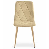 Fluwelen stoel - 3 stuks - beige - houtkleurige poten