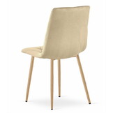 Fluwelen stoel - 3 stuks - beige - houtkleurige poten