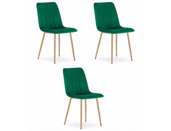 Fluwelen stoel - set van 3 - donkergroen - 86x45x55 cm