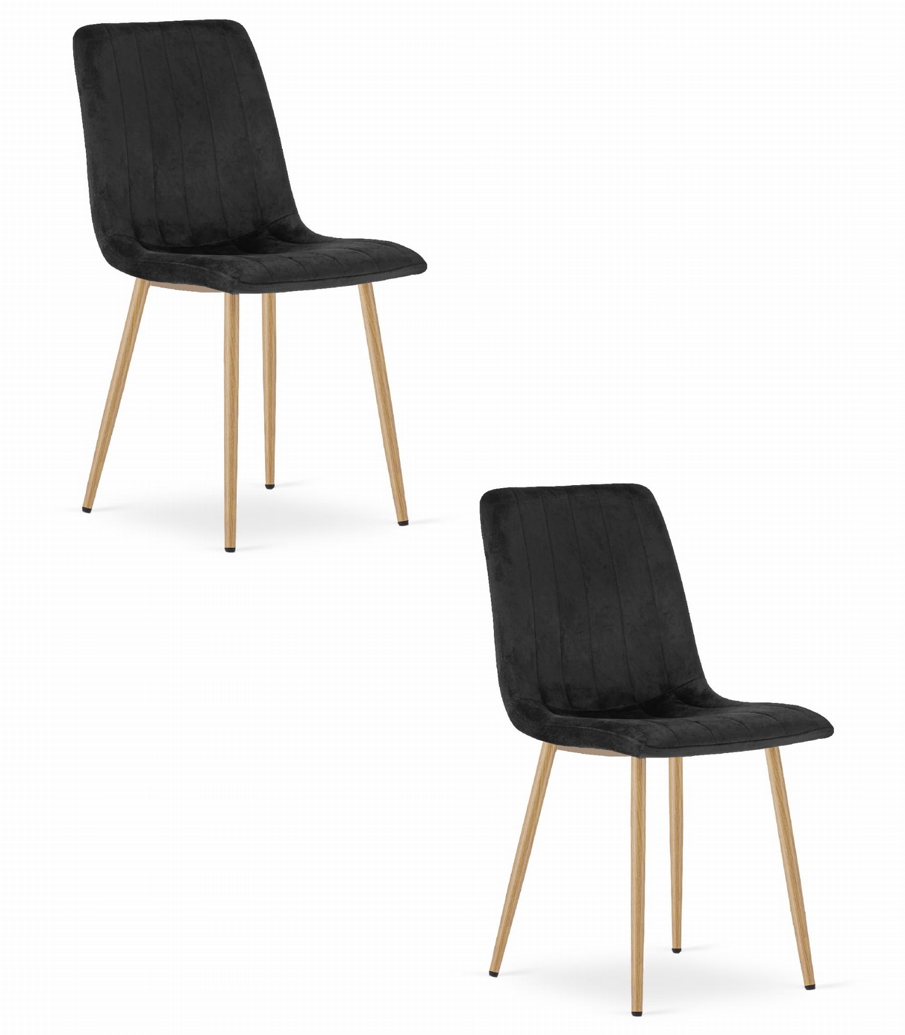 Fluwelen stoel - set van 2 - zwart - 86x45x55 cm