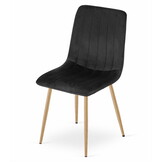 Fluwelen stoel - set van 2 - zwart - 86x45x55 cm